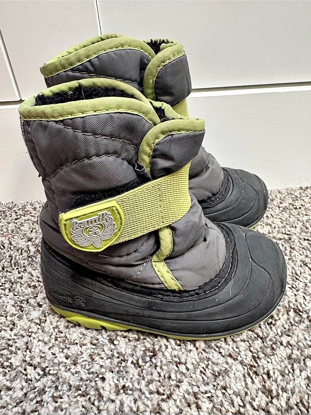 Kamik Snowbug Kids Snow Boots Gray & Green Kids 7c